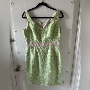 Maggy London Lime Green and Crème Dress
